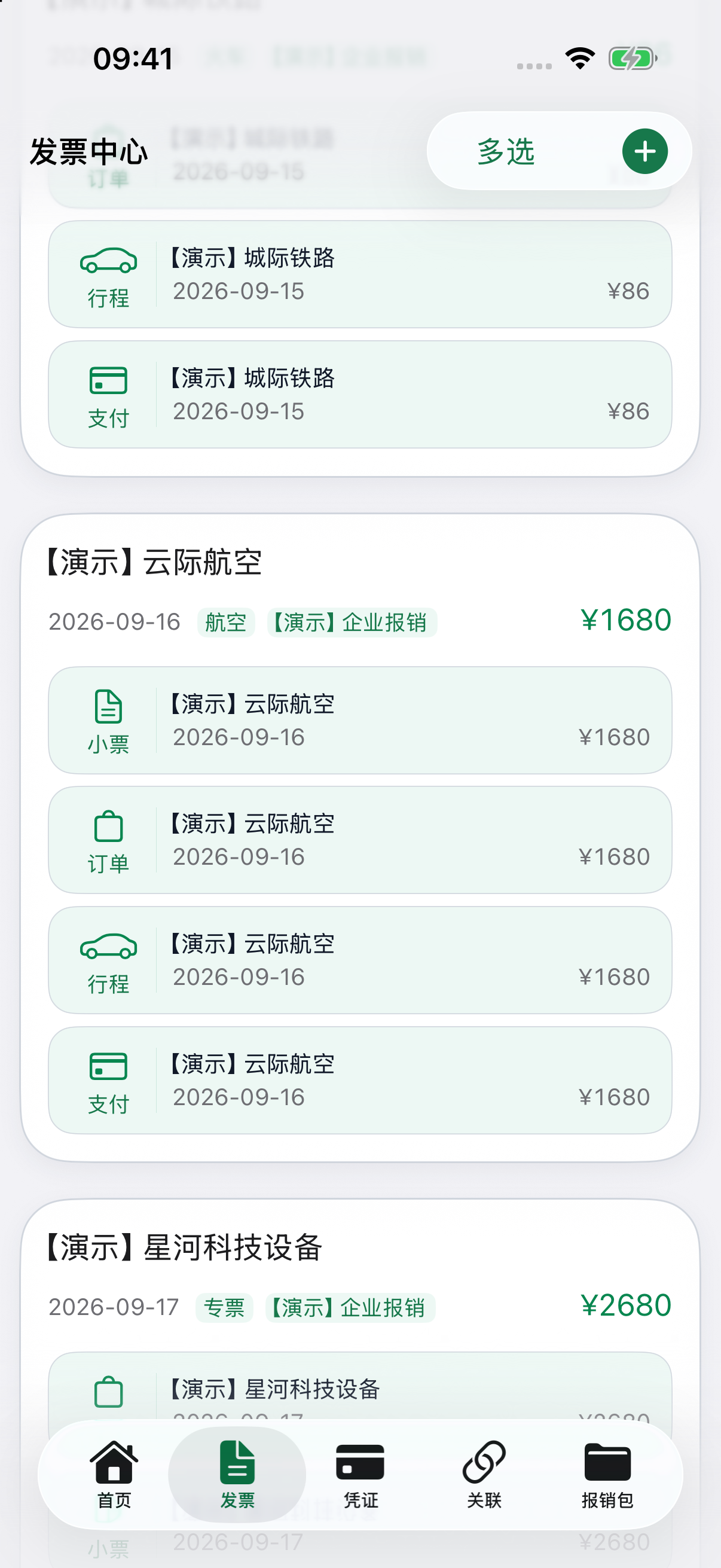 iPhone 发票列表更多内容